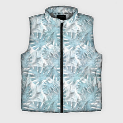 Мужской жилет Голубые листья пальмы на белом
