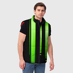 Мужской жилет Абстрактные неоновые колбы с кислотой - Зелёный, цвет: 3D-красный — фото 2