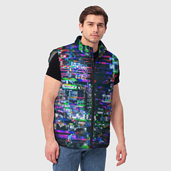 Мужской жилет Ночной город - glitch, цвет: 3D-светло-серый — фото 2