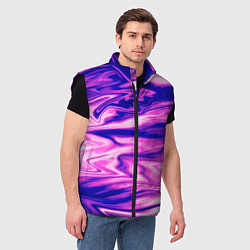 Мужской жилет Розово-фиолетовый мраморный узор, цвет: 3D-черный — фото 2