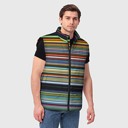Мужской жилет Абстрактное множество разноцветных линий, цвет: 3D-черный — фото 2