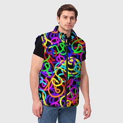Мужской жилет Неоновый беспорядок, цвет: 3D-черный — фото 2