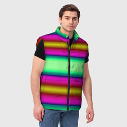 Мужской жилет Разноцветный неоновый полосатый узор, цвет: 3D-красный — фото 2
