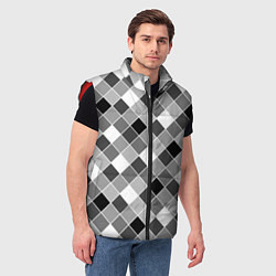 Мужской жилет Черно-белый клетчатый узор, цвет: 3D-красный — фото 2