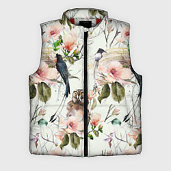 Мужской жилет Цветы Нарисованные Магнолии и Птицы, цвет: 3D-красный