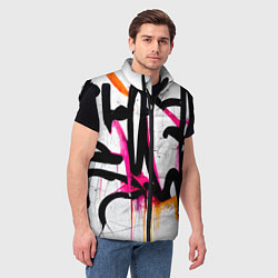 Мужской жилет Крупные граффити узоры, цвет: 3D-черный — фото 2