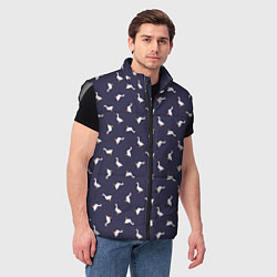 Мужской жилет Гуси на синем паттерн, цвет: 3D-светло-серый — фото 2