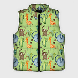Мужской жилет Африканские животные - слон обезьянка жираф