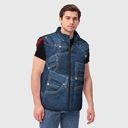 Мужской жилет Джинсовка jeans, цвет: 3D-красный — фото 2