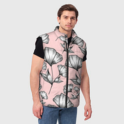 Мужской жилет Графичные цветы на пудровом фоне, цвет: 3D-черный — фото 2