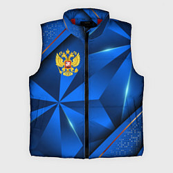Мужской жилет Герб РФ на синем объемном фоне