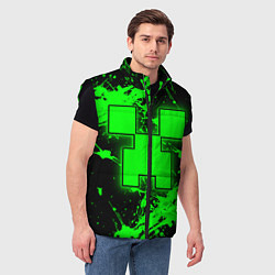 Мужской жилет Minecraft neon green, цвет: 3D-черный — фото 2
