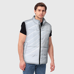 Мужской жилет Серый фон и белые линии, цвет: 3D-черный — фото 2