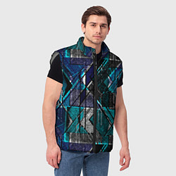 Мужской жилет Сине - черная гранжевая абстракция, цвет: 3D-светло-серый — фото 2