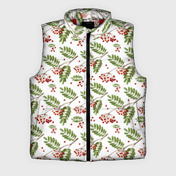 Мужской жилет Ветки рябины на белом