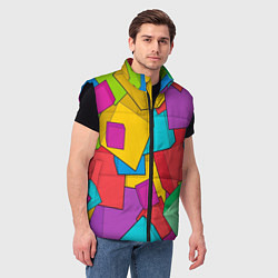 Мужской жилет Фон из разноцветных кубиков, цвет: 3D-черный — фото 2