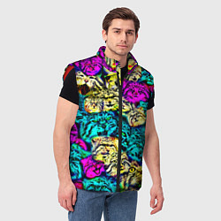 Мужской жилет Психоделические манулы, цвет: 3D-красный — фото 2