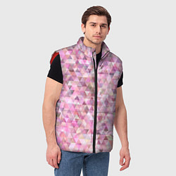 Мужской жилет Абстрактное множество розовых и фиолетовых треугол, цвет: 3D-красный — фото 2