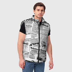 Мужской жилет Газетный коллаж, цвет: 3D-светло-серый — фото 2