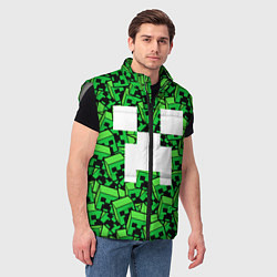 Мужской жилет Головы криперов - Майнкрафт, цвет: 3D-светло-серый — фото 2