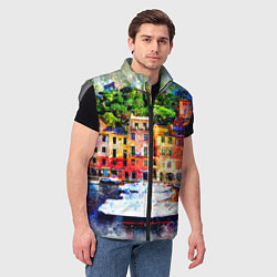 Мужской жилет Картина красочный город, цвет: 3D-светло-серый — фото 2