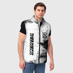 Мужской жилет Scorpions и рок символ на светлом фоне, цвет: 3D-черный — фото 2
