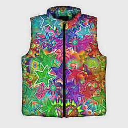 Мужской жилет Узоры из разноцветных звёзд, цвет: 3D-черный