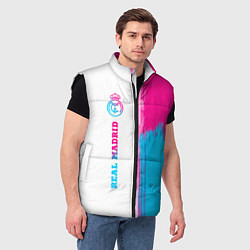 Мужской жилет Real Madrid neon gradient style: по-вертикали, цвет: 3D-черный — фото 2