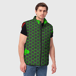 Мужской жилет Зеленые плиты, цвет: 3D-красный — фото 2