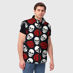 Мужской жилет Весёлые черепки и розы, цвет: 3D-светло-серый — фото 2