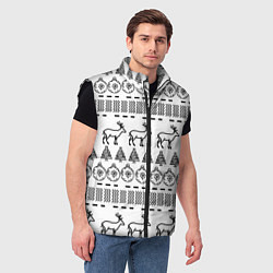Мужской жилет Черно-белый узор с оленями, цвет: 3D-черный — фото 2