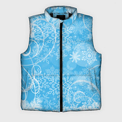 Мужской жилет Морозный узор на голубом стекле, цвет: 3D-черный