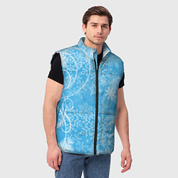 Мужской жилет Морозный узор на голубом стекле, цвет: 3D-черный — фото 2