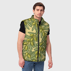 Мужской жилет Винтажные ветви оливок, цвет: 3D-черный — фото 2