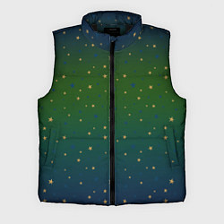 Мужской жилет Золотые, синие звезды на сине-зеленом градиенте