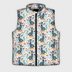 Мужской жилет Новогодний паттерн - Кролики и веточки