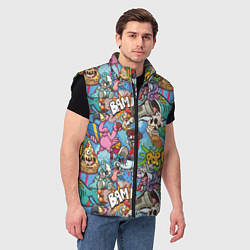 Мужской жилет Сумасшедший поп-арт, цвет: 3D-черный — фото 2
