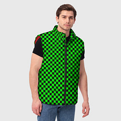 Мужской жилет Зелёная шахматка - паттерн, цвет: 3D-красный — фото 2