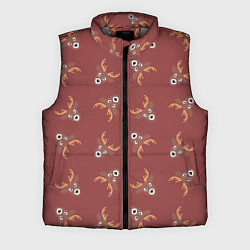 Мужской жилет Эстетика: праздничные олени на бордовом фоне