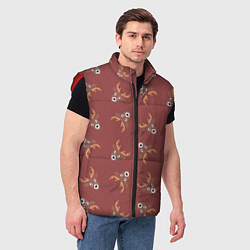 Мужской жилет Эстетика: праздничные олени на бордовом фоне, цвет: 3D-красный — фото 2