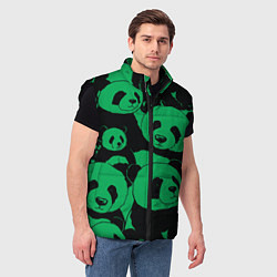 Мужской жилет Panda green pattern, цвет: 3D-черный — фото 2