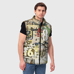Мужской жилет Восьмёрка на фоне рваных афиш, цвет: 3D-черный — фото 2