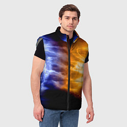 Мужской жилет Борьба двух стихий - лёд и пламя, цвет: 3D-светло-серый — фото 2