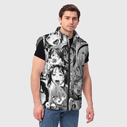 Мужской жилет Ахегао паттерн, цвет: 3D-светло-серый — фото 2