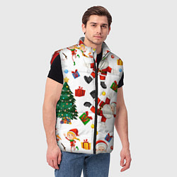 Мужской жилет Танцы с Сантой возле ёлки, цвет: 3D-красный — фото 2