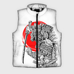Мужской жилет Самурай с мечом на белом фоне