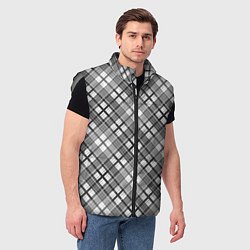 Мужской жилет Черно белый узор в косую клетку, цвет: 3D-светло-серый — фото 2
