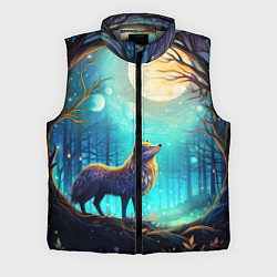 Мужской жилет Волк в ночном лесу в folk art стиле