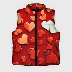 Мужской жилет Красные сердца на красном фоне