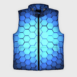 Мужской жилет Голубые соты шейповая абстракция, цвет: 3D-светло-серый